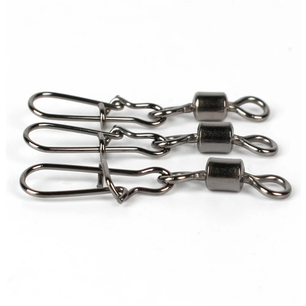 Conector de pesca do aço inoxidável, 30 pcs/lot, gira, pino do bloqueio, rolo, isca, acessórios de pesca