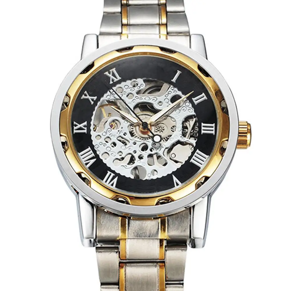 Men Luxury Wrist Watch Mechanical Watch Waterproof Hollow Watch Men Skeleton Roman Number Hollow Dial Band Automatic Watch часы