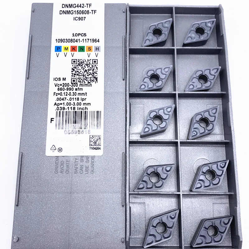 Pastilha de carboneto para torno cnc, pastilha de carboneto para corte e torno dnmg150gamer, tf, ic907, ic908, 10 peças