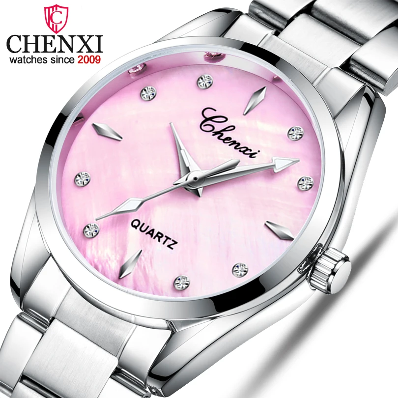 

CHENXI Women Watches Rhinestone & Shell dial Clock Quartz Wristwatches Ladies Top Luxury Brand Fashion Watch montre femme