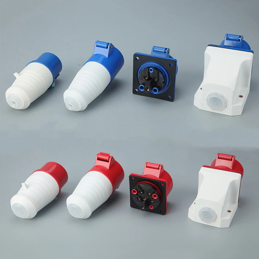 16A/32A 3P/4P/5P IP44 Waterproof Male Female Electrical Connector Power Connecting Industrial Plug Socket 380V High Power