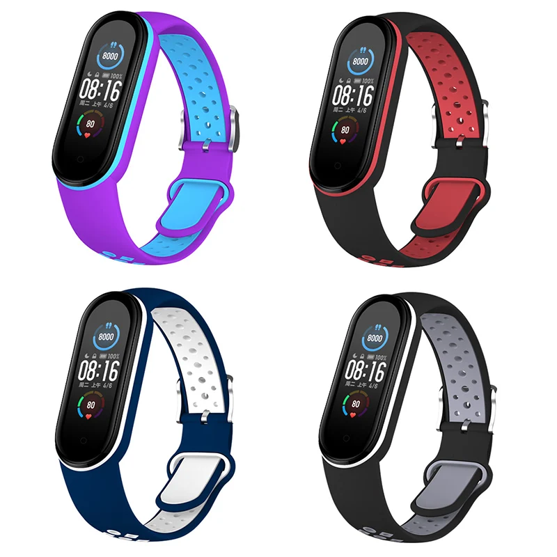 Pulseira para mi banda 5 4 3 cinta respirável pulseira cintas miband esporte cinta para xiaomi relógio inteligente substituição banda silicone novo