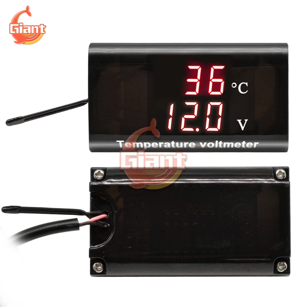 0.28 Inch LED Digital Dual Display 2 In 1 Thermometer Voltmeter Termometro Temperature Meter Voltage Monitor Tester for Car Boat