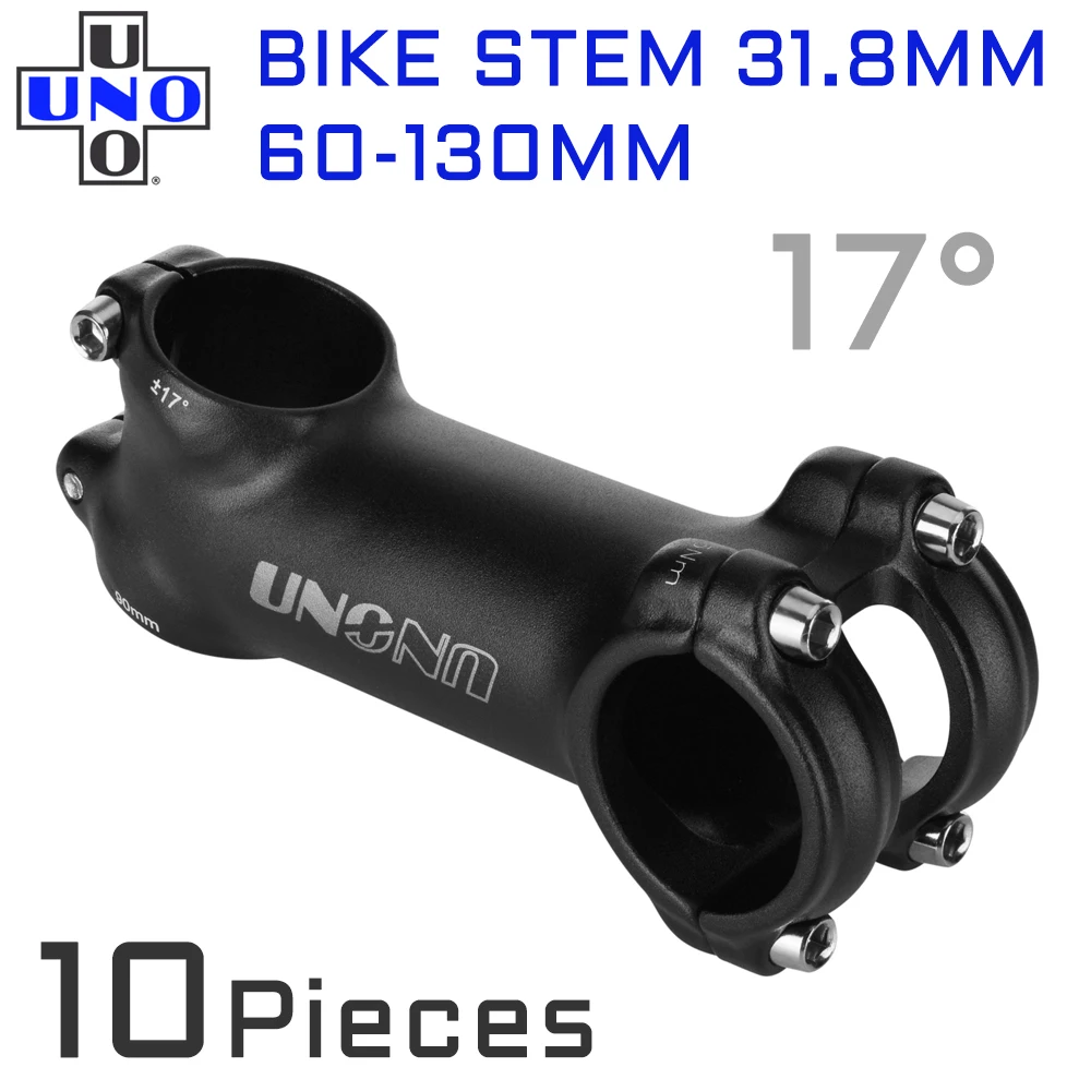 

UNO MTB Handlebar Stem 10 pieces 17 Degrees 31.8*60 -130mm Bike Stem MTB Mountain Stem Road Bicycle Stems Bicycle Accessories