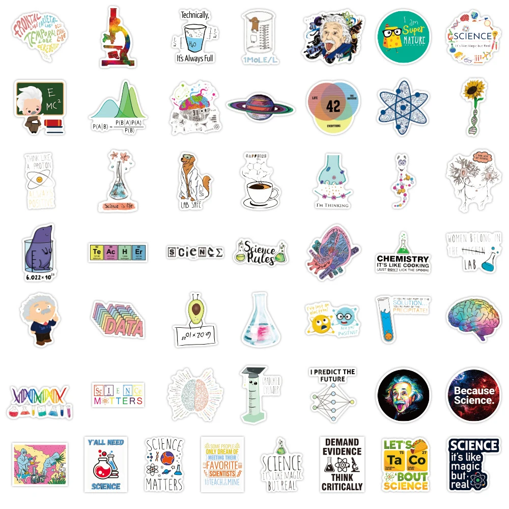 10/30/50/100PCS Science Sticker Funny Physical Element Education Stickers Decal Laptop Luggage Phone Car Waterproof Sticker Toys