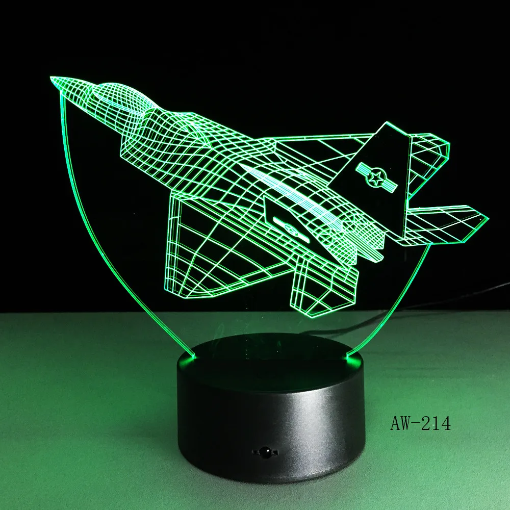 Aircraft 3D Led Light Illusion Colorful Desk Table Lamp Office Light Night Light Home Atmosphere Lamp Drop Shipp AW-213