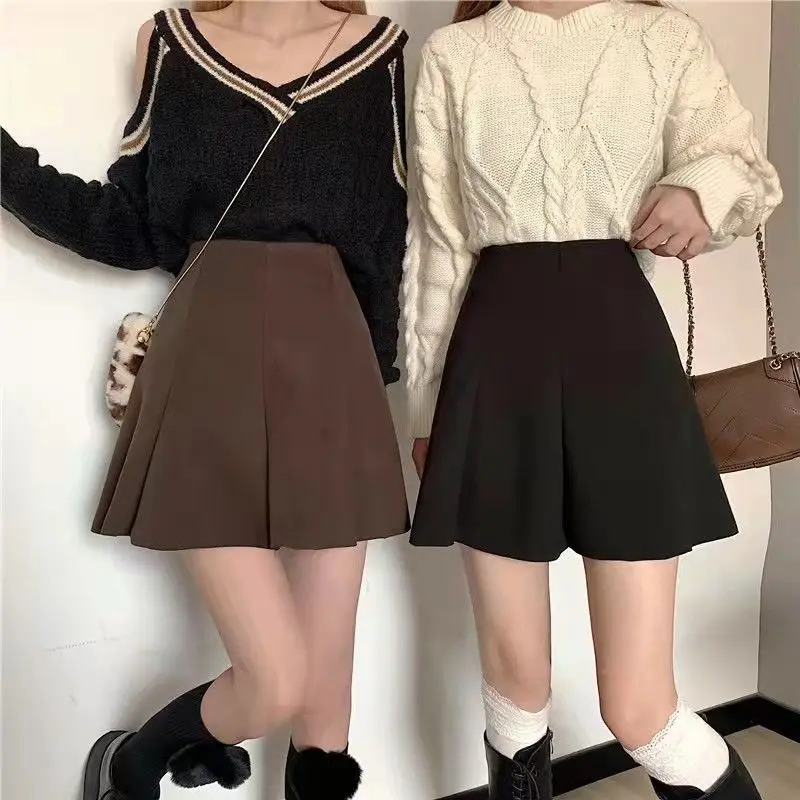 Mini Skirts Women Pleated Empire JK Students All-match Simple Solid Stylish Vintage Hot Sale Newest Y2K Teens Tender Basic Ins