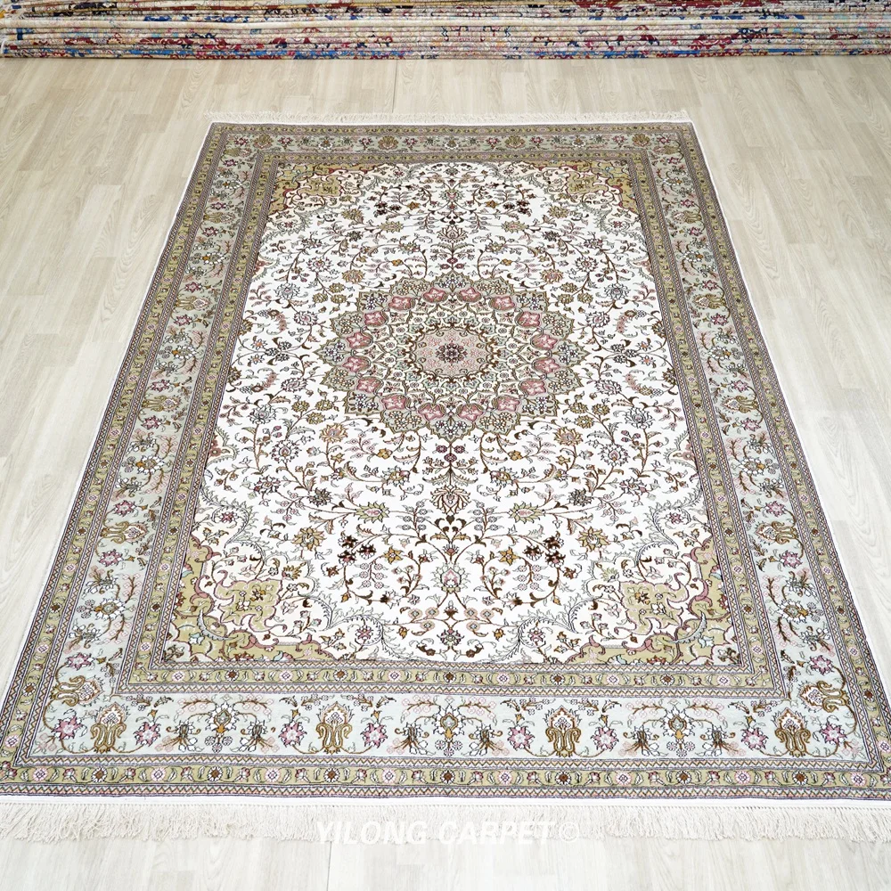 6'x9' Persian Silk Carpet Vantage Antique Handmade Turquoise Area Rug (YJH181AB)