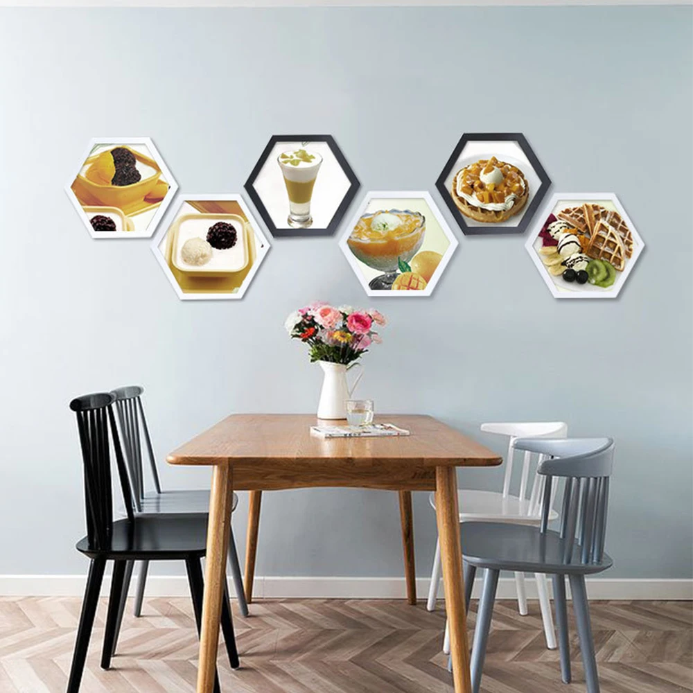 Creative Hexagon Photo Frame Polygon Culture Photo Wall Living Room Company School Decoration Round Rhombus Combination