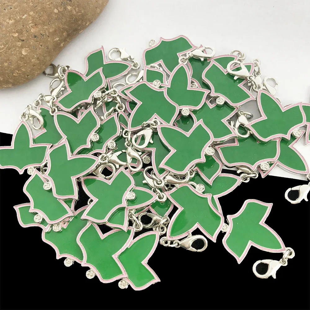 20pcs Handmade Greek Sorority Maple Leaf Charm Women Bracelet Necklace Jewelry Making Accessories