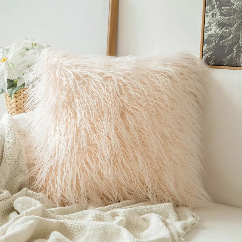 Fur Pillowcase Cushion Cover Decorative Long Hair Plush Hug Pillow Case New Luxury Series Faux Throw Furry Pillow Cushion Decor