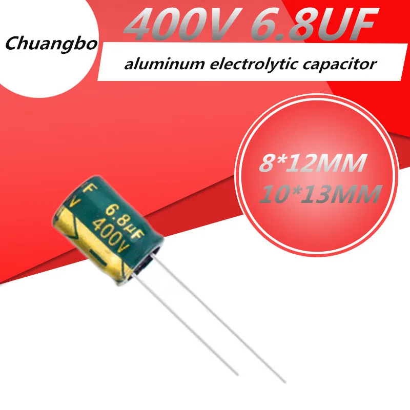 Condensador electrolítico de aluminio de alta frecuencia, condensador electrolítico de baja resistencia, 400V, 6,8 UF, 400V, 6,8 UF, 8x12MM, 10x13MM, 10 unidades