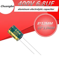 10pcs/lo Higt quality 400V6.8UF 400V 6.8UF 8*12MM 10*13MM low ESR/impedance high frequency aluminum electrolytic capacitor