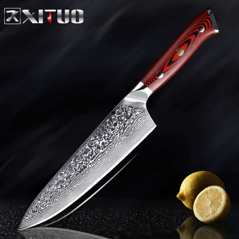 XITUO Damascus Kitchen Chef Knife 8 Inch Professional Japanese Cleaver Slice Utility Knives Exquisite Gift with Knife Cover