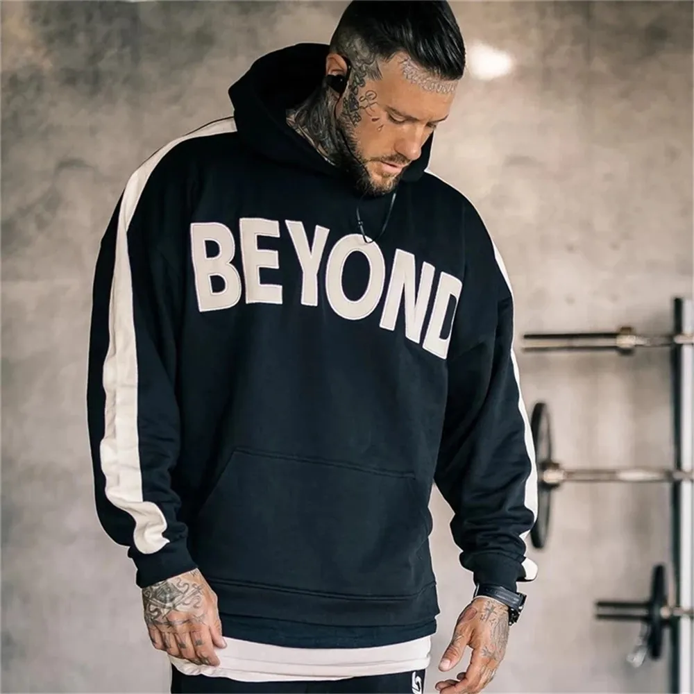 

Autumn Mens Skinny Hoodies Sweatshirts Male Gyms Fitness Bodybuilding Joggers Sportswear Casual Fashion Cotton Stitching Jacket