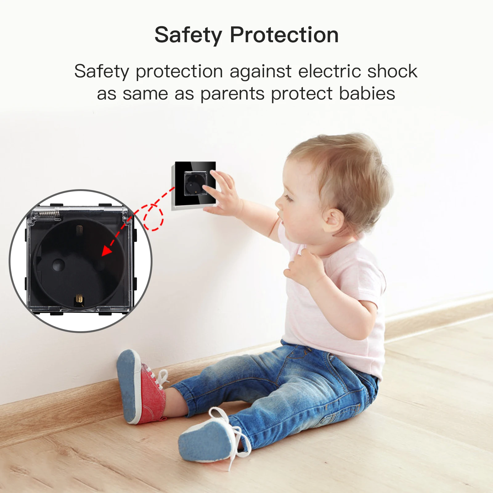 BSEED EU Standard Waterproof Sockets 16A Electric Wall Socket Outdoor Single Crystal Bathroom Double Outlet Triple Cover Sockets