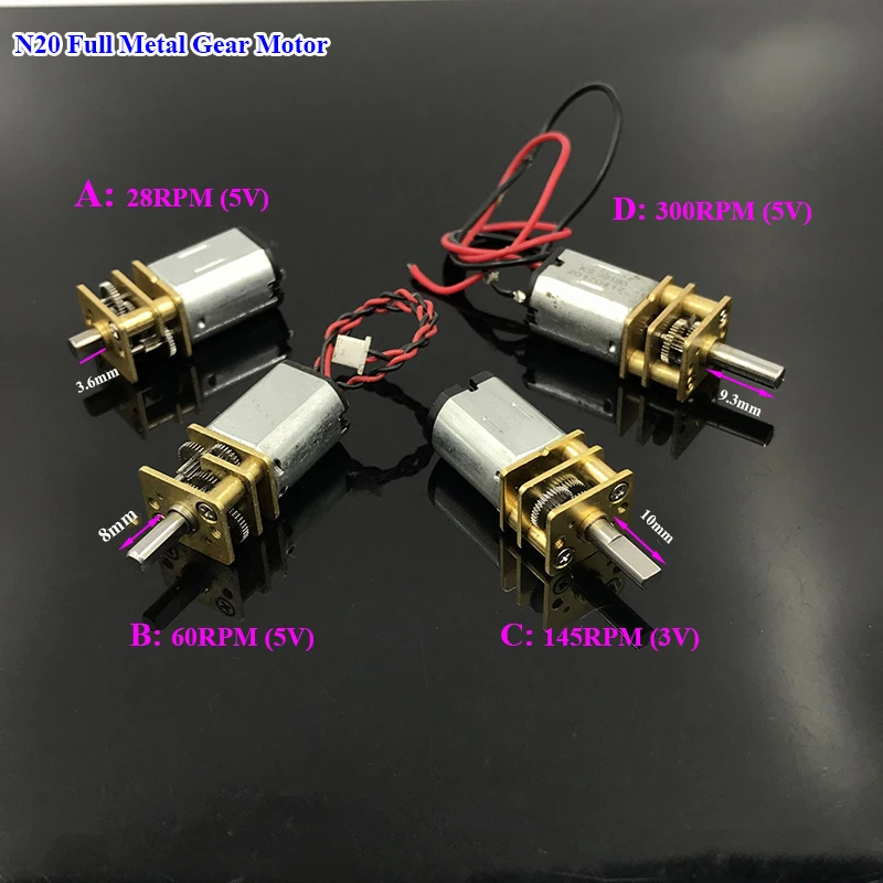 10pcs Micro N20 Gear Motor DC 3V -6V 5V 28RPM 60RPM 110RPM 300RPM Slow Speed Full Metal Gearbox Reducer Electric Motor DIY Toy