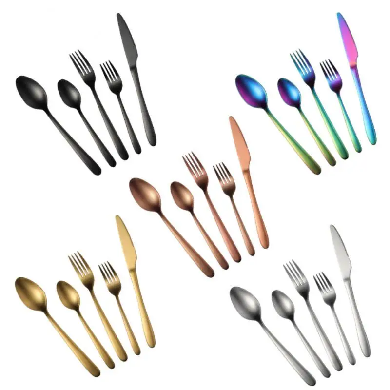 

16pcs/20pcs Tableware 403 Stainless Steel Tableware Thick Matte Cutlery Set Box Forks Knives Spoons Dinnerware Set Kitchen Spoon