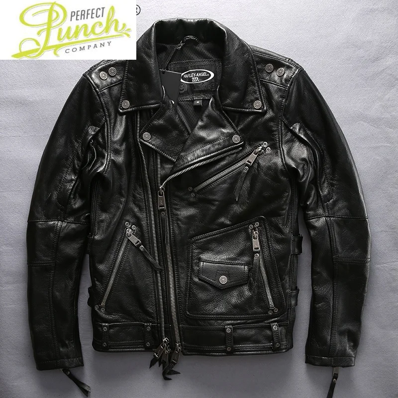 Quality High Leather Jacket Men Streetwear Motorcycle Jackets Coawhide Coat Fashion Mens Clothing De Cuero Genuino 2021 WPY3849