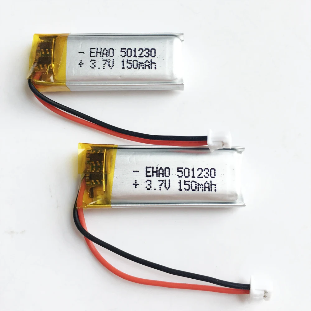 10 PCS 3.7V 150mAh Lithium Polymer LiPo Rechargeable Battery 501230  JST 1.25mm connector For Mp3 GPS PSP bluetooth headphone