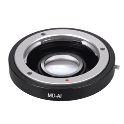 MD-AI Lens Mount Adapter Ring with Glass Lens for Minolta MD MC Mount Lens to Fit for Nikon AI F Mount Camera