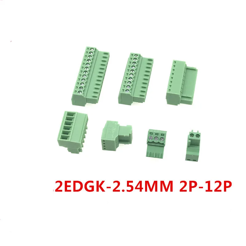 5Pairs 15EDG 2.54 mm KF2EDG PCB Screw Terminal Block Connector Right Angle/ Straight Needle Plug Pin Header Socket 2-12 Pin