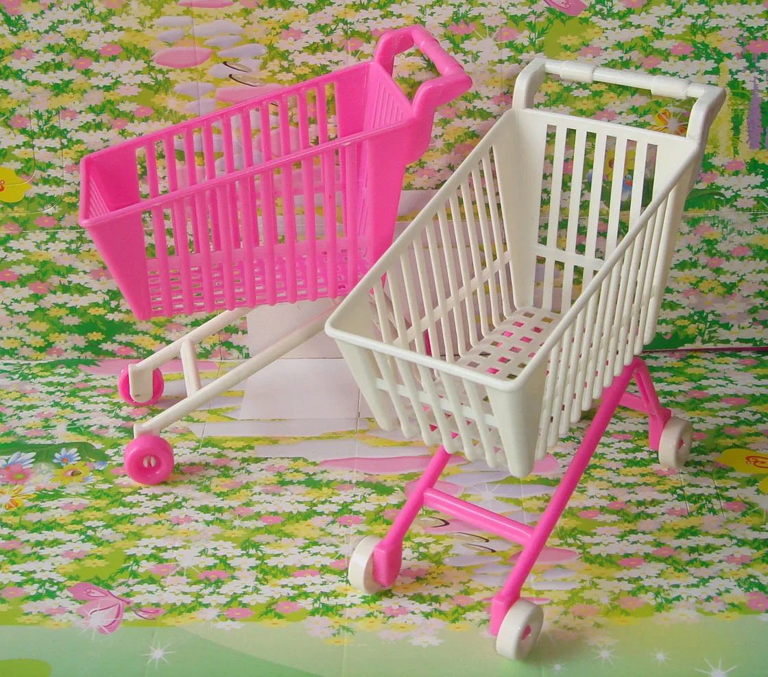 Beilinda Toys Plastic Doll Toys Doll Accessory Shopping Cart Mix Colour 10pcs in one lot