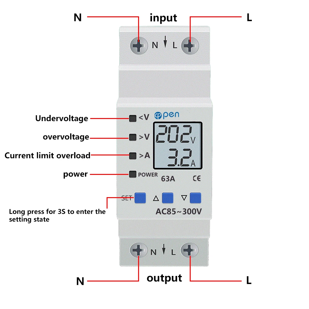 220v household over-voltage protector Lightning-proof resettable current limiting overload protector