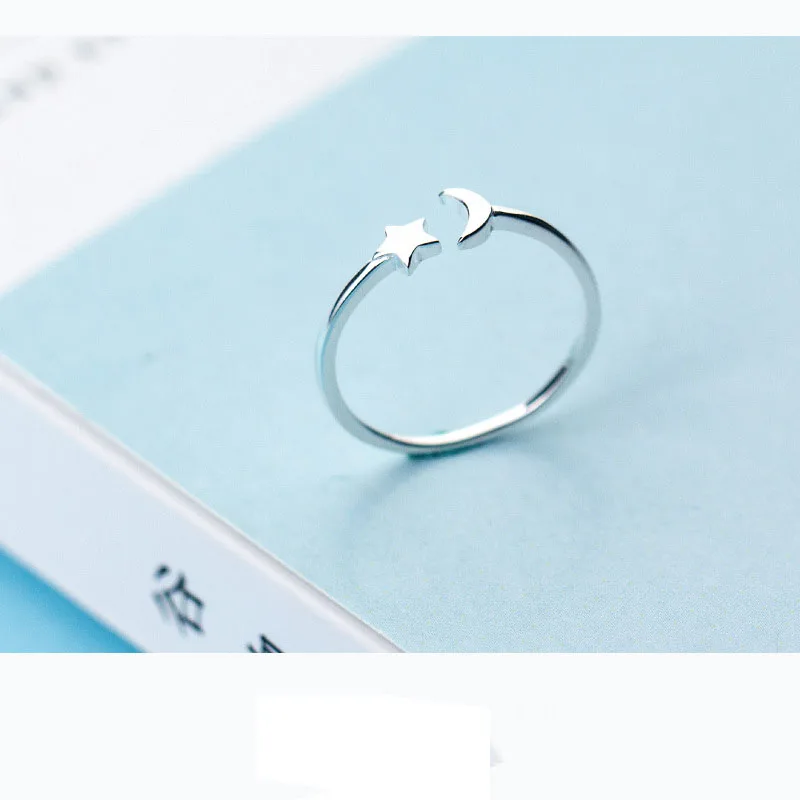 Softpig Real Sterling Silber geometrischen Monds tern verstellbaren Ring für Charme Frauen minimalist ischen klassischen edlen Schmuck Accessoires