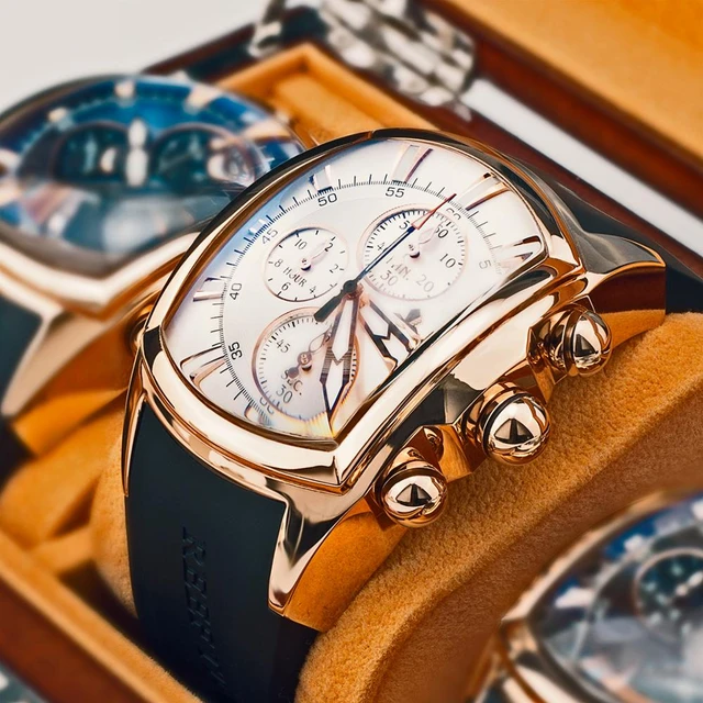 Reef Tiger RT Top Brand Luxury Sport Watch for Men Professional Stop Watches Waterproof Rose Gold Blue Dial Watches RGA3069 T