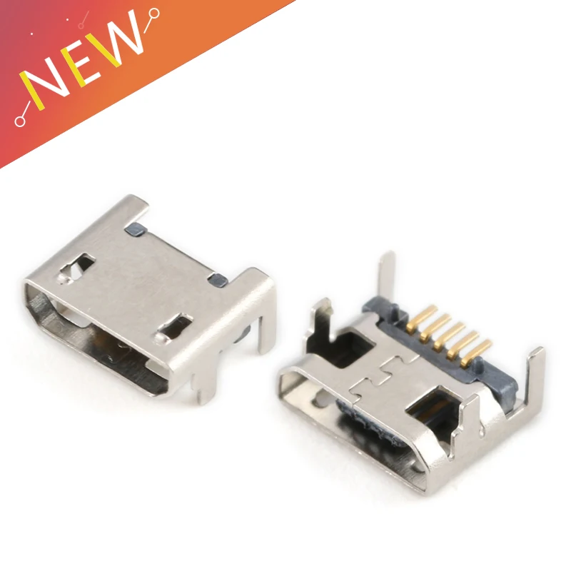 10 sztuk złącze Micro USB 5pin gniazdo Micro usb cztery nogi 5P wkładanie płyty siedzenia Mini złącze usb