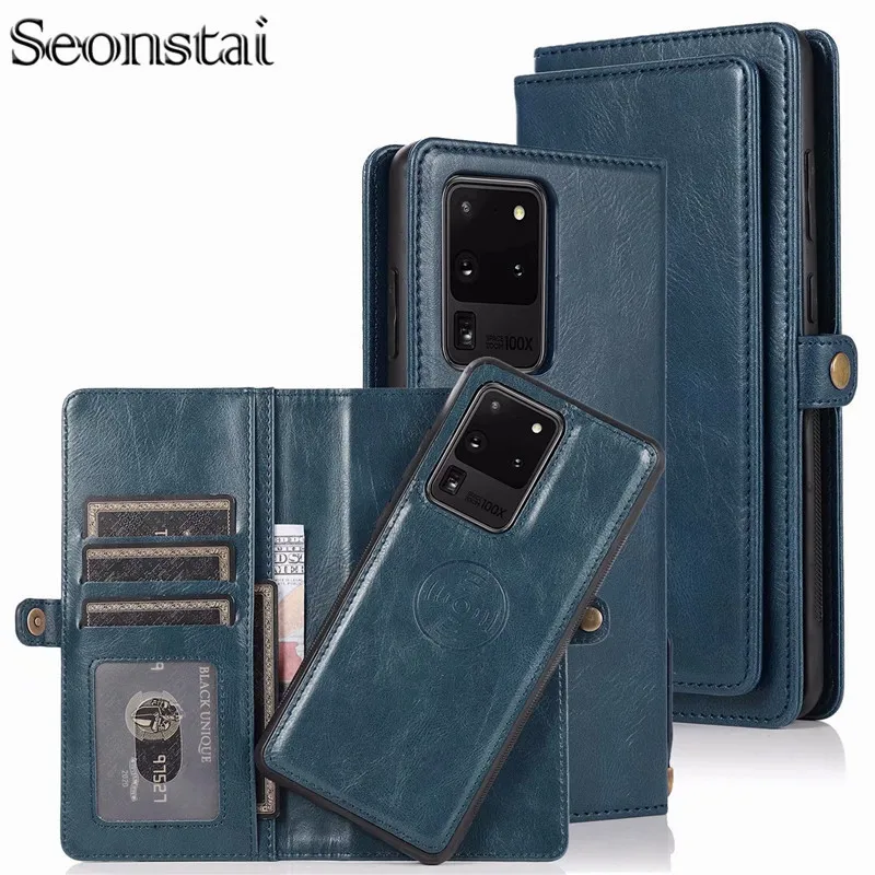 

Flip Case for Samsung Glaxy S20 Ultra S20 S10 S9 S8 Plus Detachable Leather Wallet Phone Cases for Samsung Note 8 9 10 Plus Capa