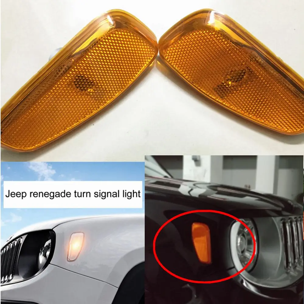 2x For Jeep Renegade BU 2014 2015 2016 2017 Repeater Reflection Warning Front LED Side Marker fender Lights Turn Signal LED Lamp