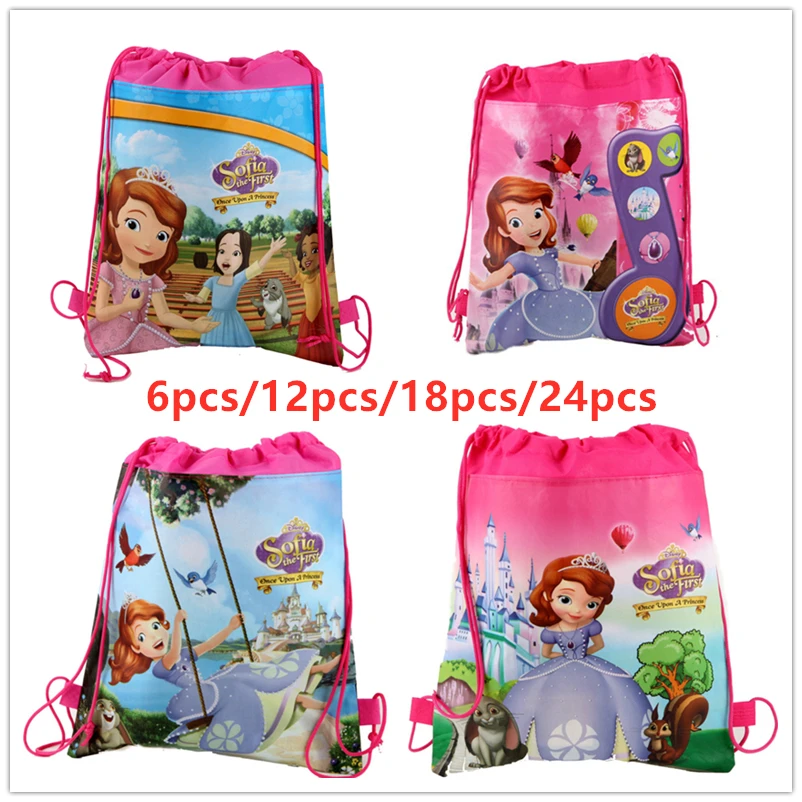 

Новый нетканый рюкзак Disney Princess Sofia из ткани на шнурке, Подарочная сумка, сумка для хранения, детские школьные сумки для девочек, товары Вечерние
