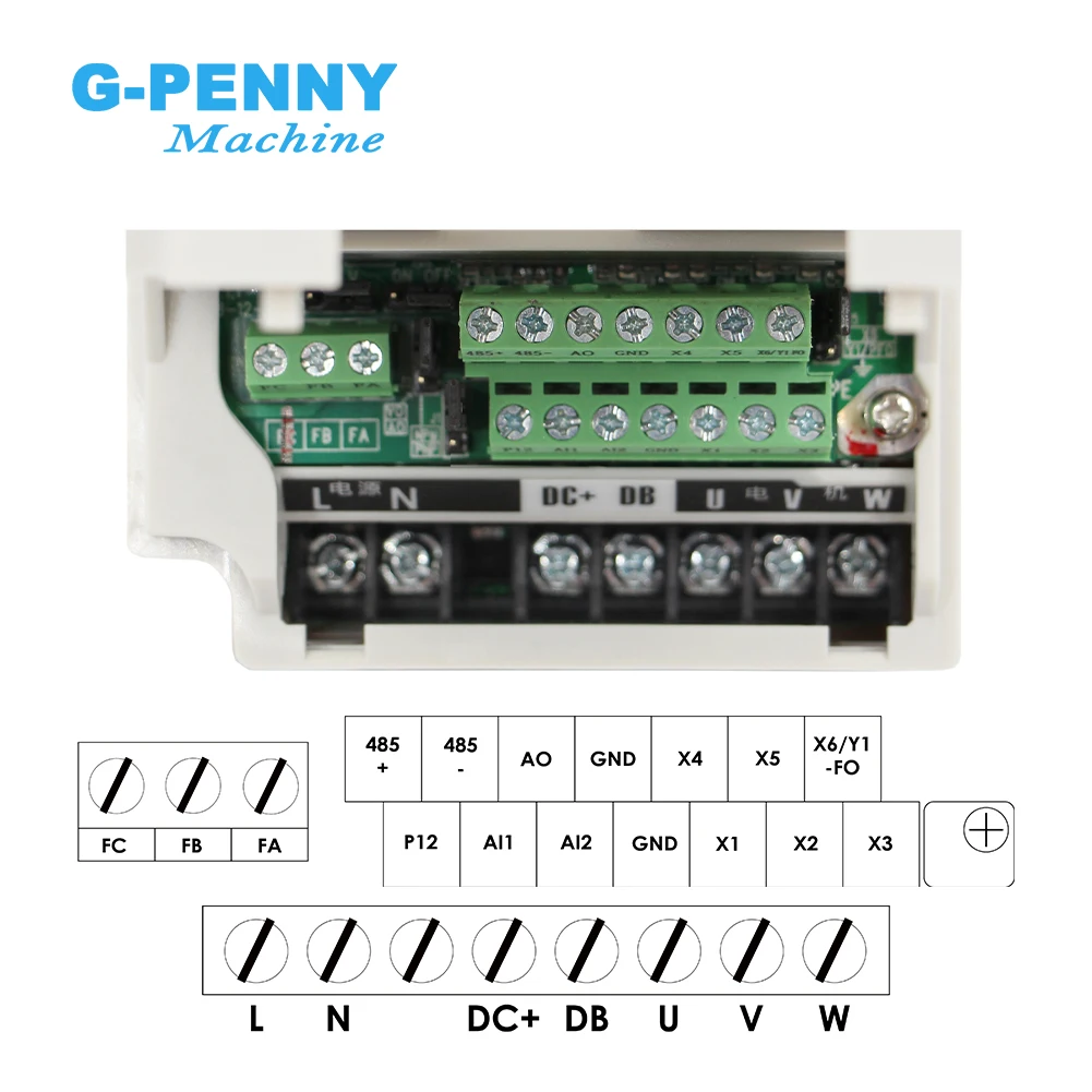 G-Penny 1.5kw ER16 Air Cooled Spindle Motor Kit 80X200mm 4pcs Bearings 0.01mm & 220v 1.5kw H100 VFD & 80mm Spindle Holder