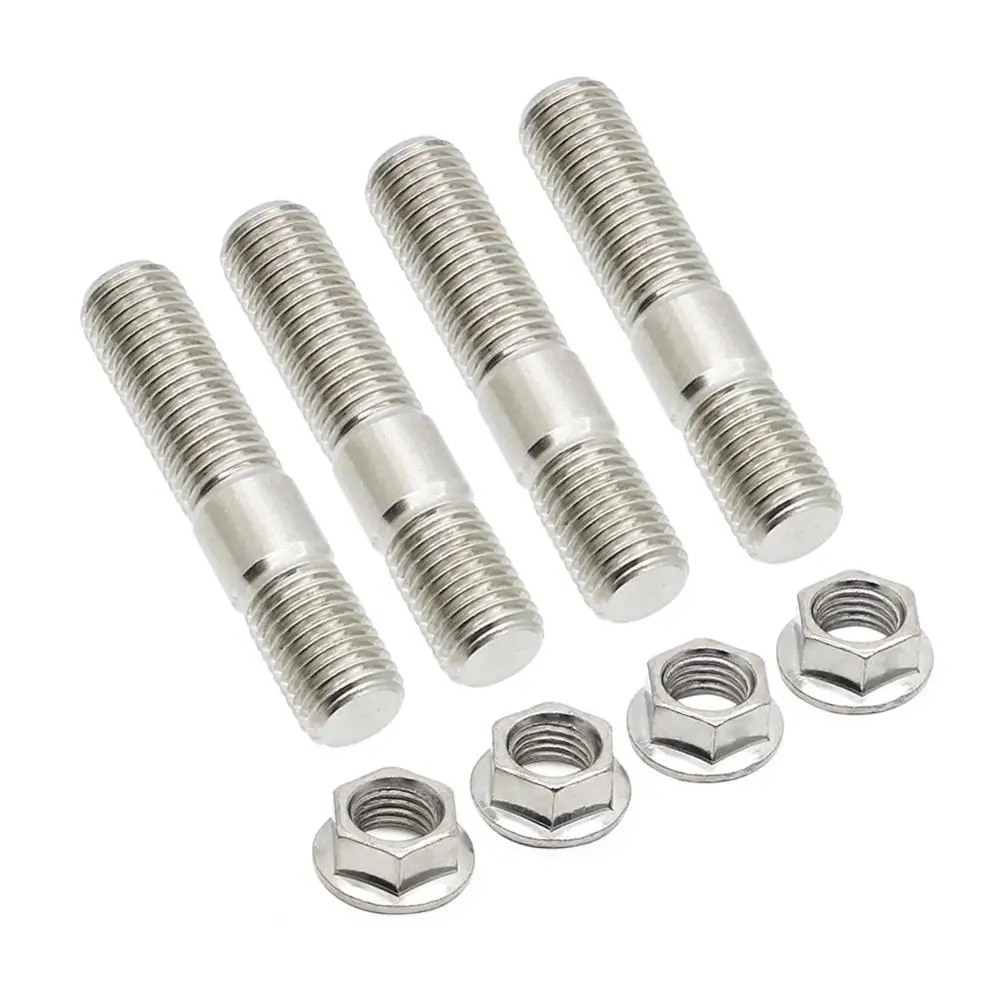 4 / 8 / 12 Pcs Inlet Exhaust Manifold Studs & Nuts Steel M10-1.25 for Toyota Nissan &Honda 48mm