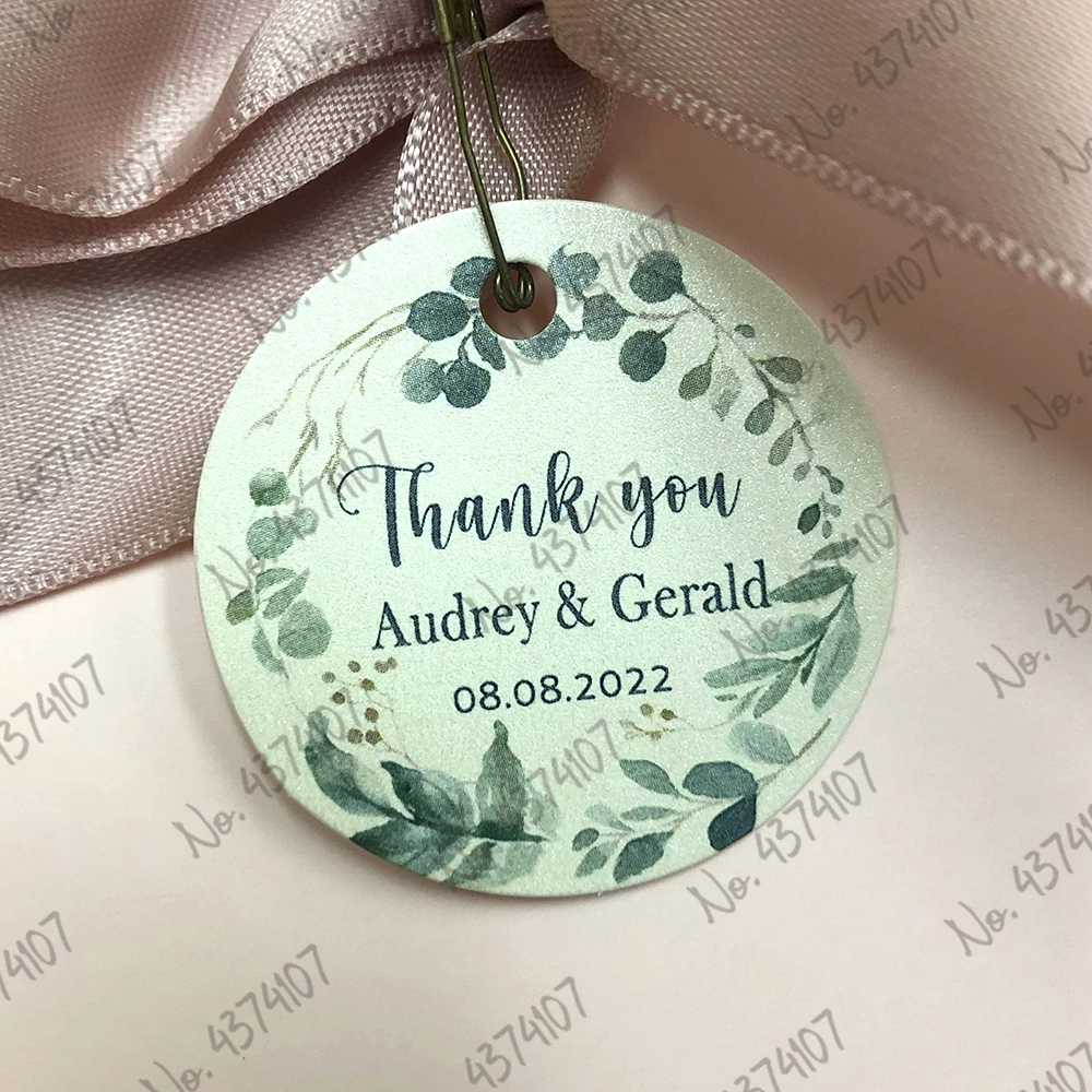 120/100 Pieces ,Pearl Paper Personalized Wedding Tags, Labels, Candy Favors Tags, Customized, Birthday, Baptism, Your Photo