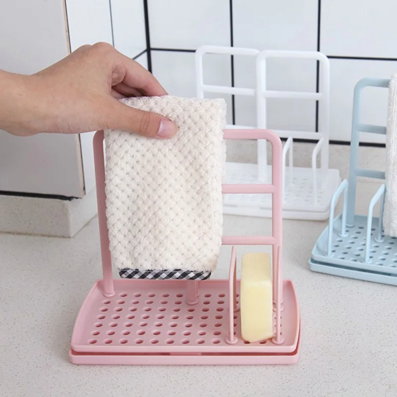 Kitchen Desktop Rag Rack Multi-Function Dish Cloth Drain Punch-free counter top Sink dishcloth sponge drain rack pool organizer