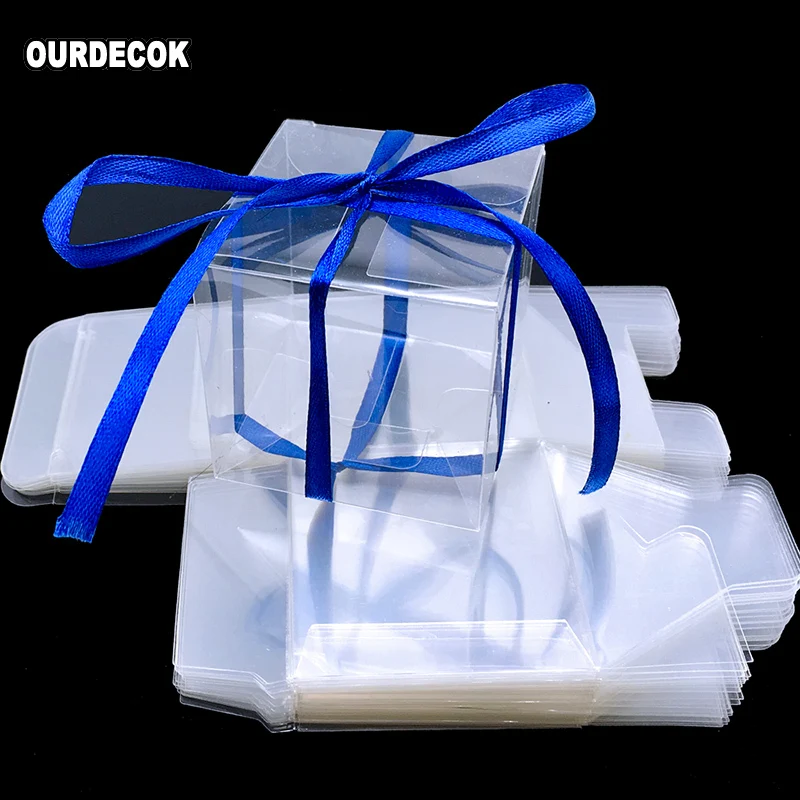 

100 Pcs 6x6x6cm Transparent Square Gift Boxes Wedding Favor Party Candy Bags Wedding Favor Party Christmas Decoration Free Ship