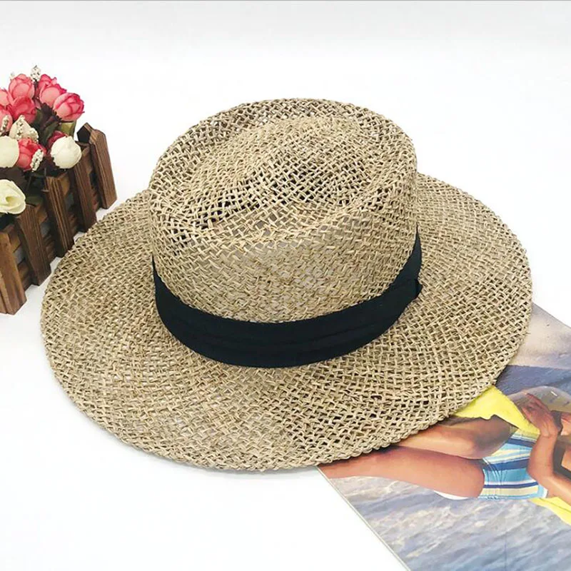 2024 summer paper straw hollow fedora hats for unisex popular cool nice beautiful paper straw flat top hats for women and men