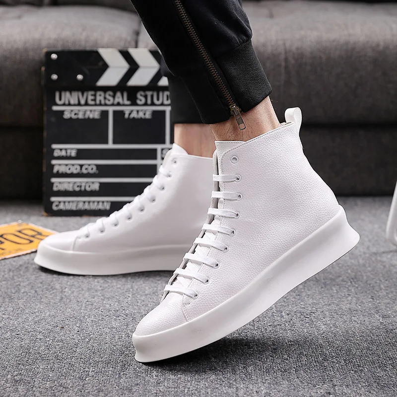 Ankle Boots Men Red Black White Casual Shoes Genuine Leather Luxury Personalized Original Design Boots zapatillas de hombre