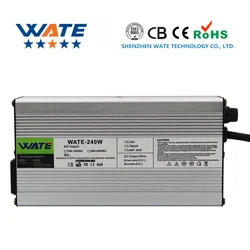 43.8V 5A charger LiFePO4 36V 5A smart charger with Aluminum shell fan LED light for 240W 12S 36V LiFePO4 battery