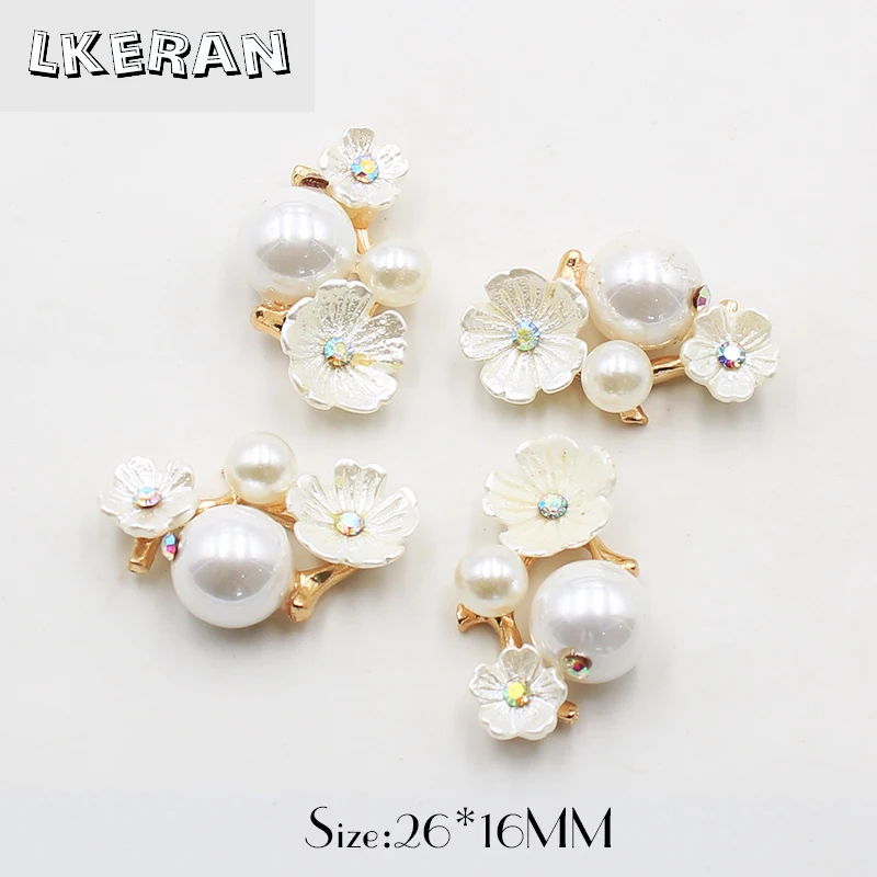 10Pcs 26*16mm Flower Resin Metal Snap Buttons Rhinestones Flat Brooch For Clothing ​Jewelry Decoration Accessories Craft Supplie