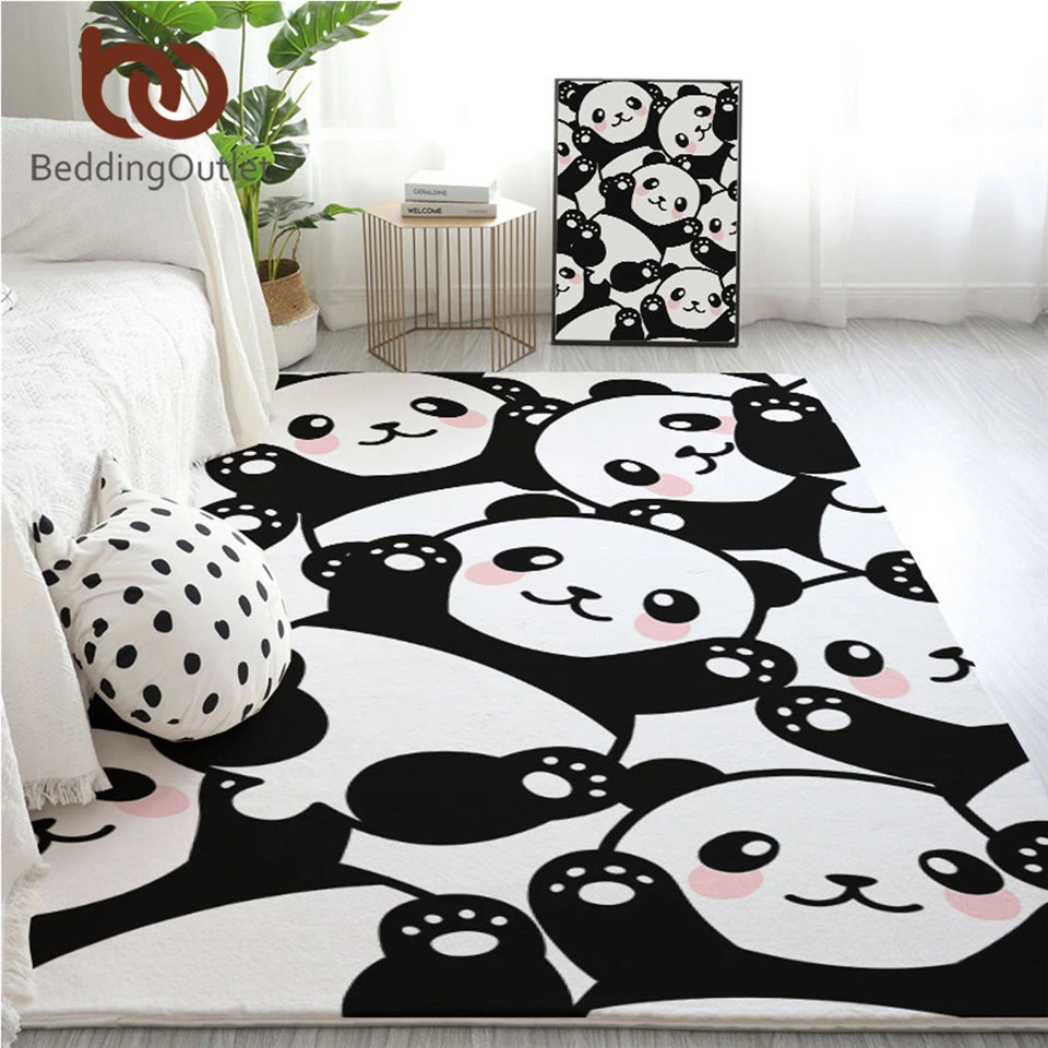 BeddingOutlet Panda Carpets for Living Room Cartoon Floor Mat Animal Kids Bedroom Area Rug Decorative Cute Alfombra 152x244cm