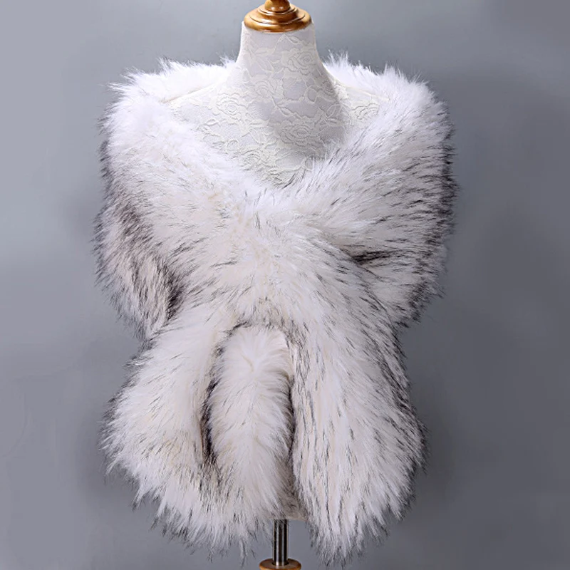 Damen Kunst pelz Kragen Schal Kunst pelz Schal Wickel Abend Cape für Wintermante