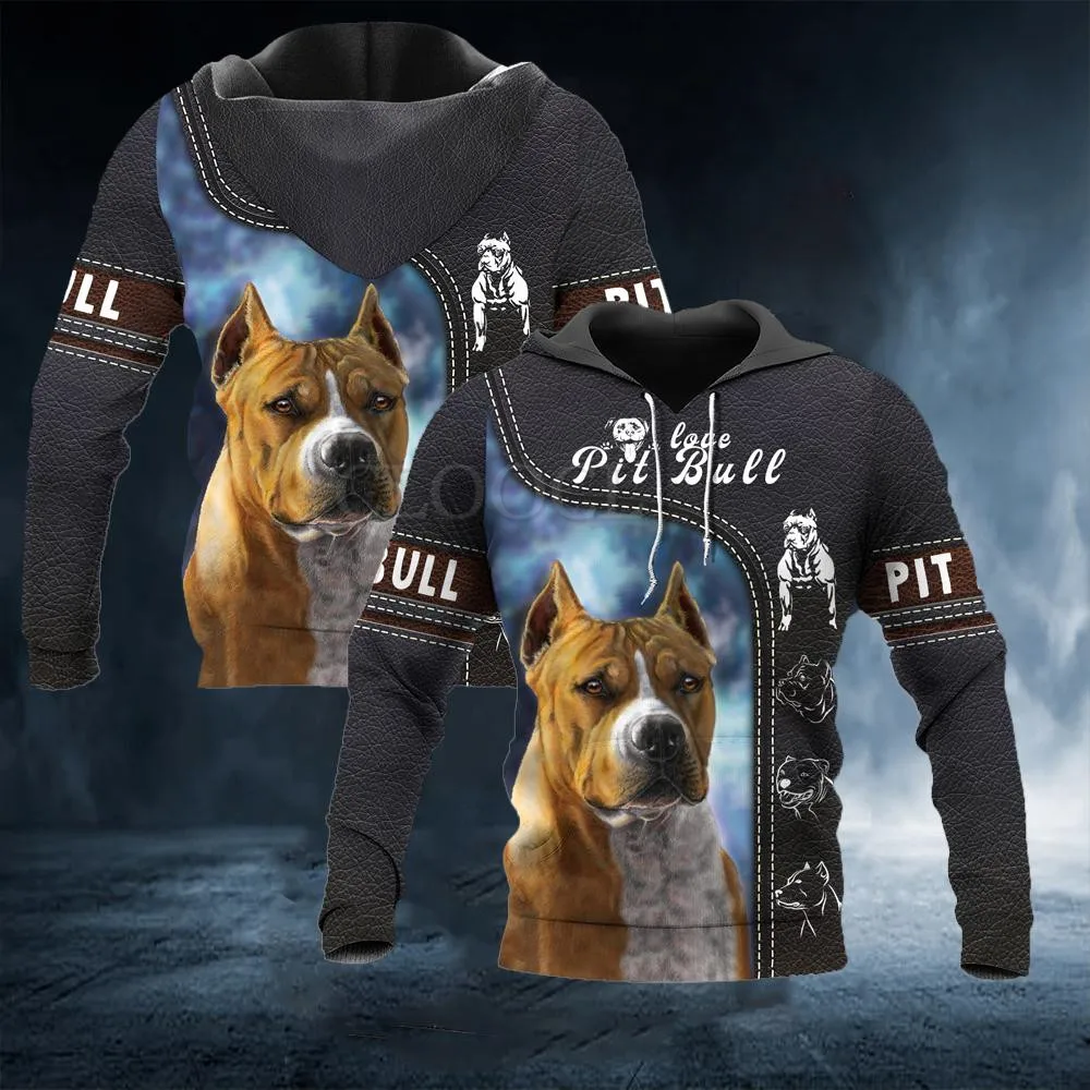 HX Pit Bull Men Hoodies 3D Graphic Love Dogs Animals Printed Sweatshirts Pullovers Harajuku Streetwear S-5XL