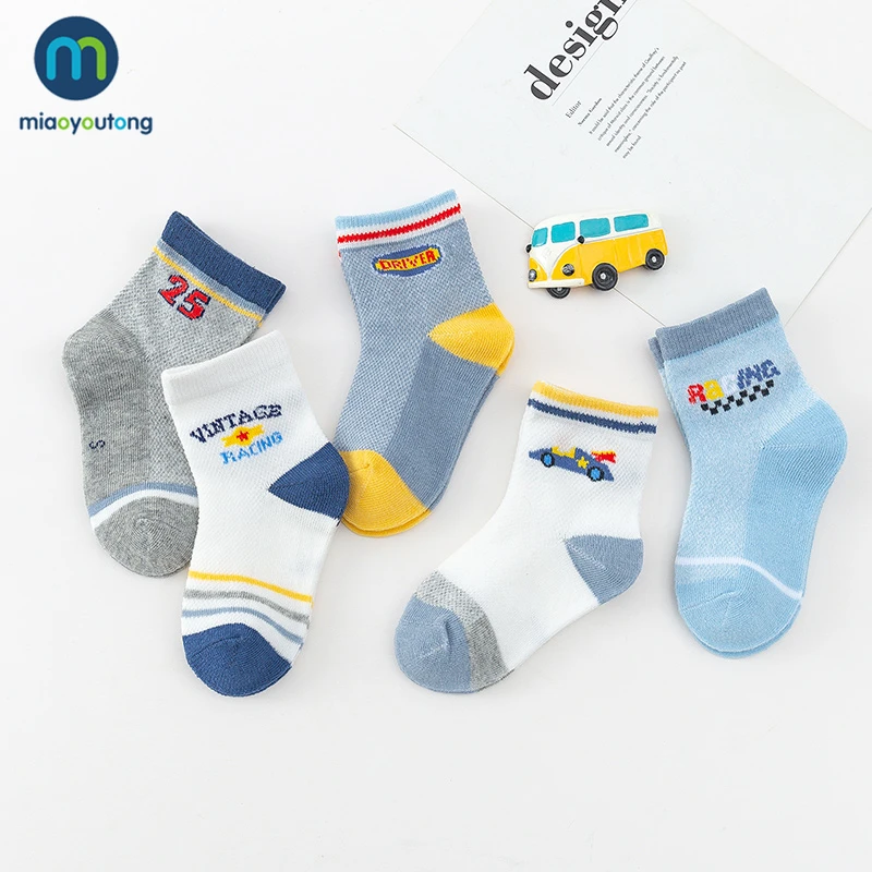 Aoyoutong-Chaussettes respirantes en maille fine pour bébé garçon et fille, en coton, pour enfants, 5 paires/lot