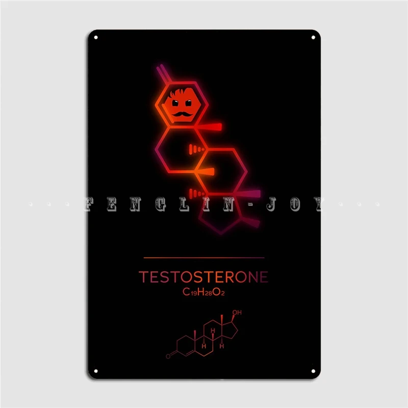 Neon Testosterone Poster Metal Plaque Wall Cave Party Create Poster Tin Sign Poster