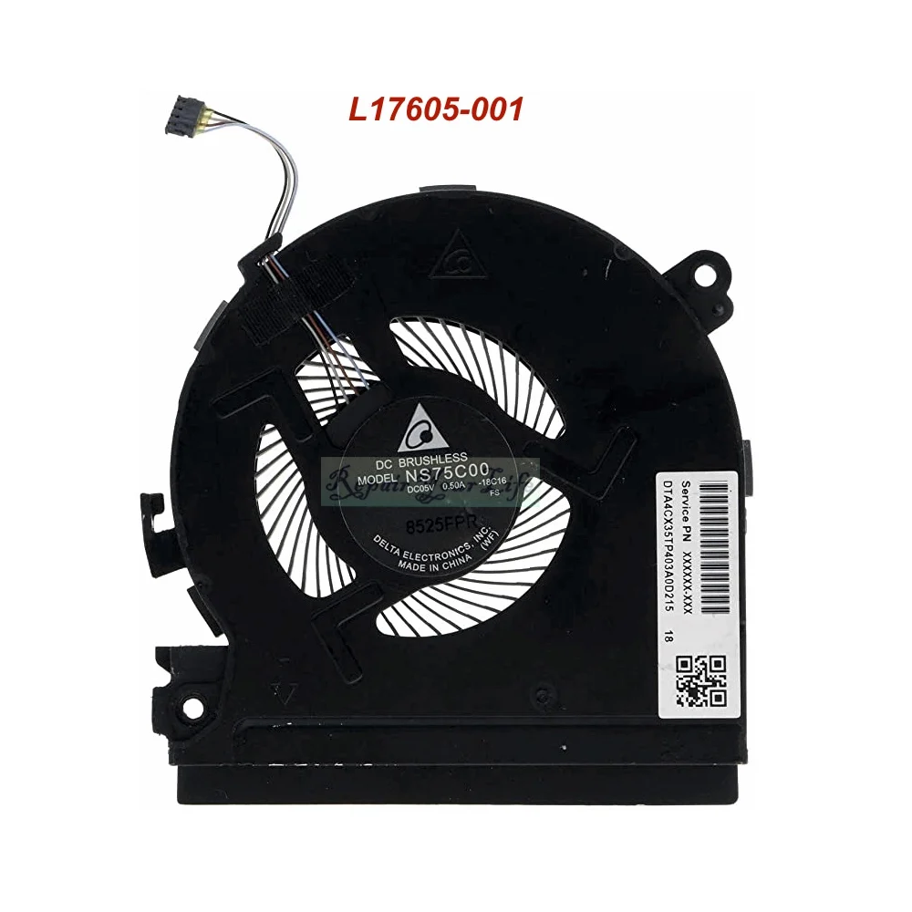 Imagem -05 - Ventiladores Cooler Gpu para Cpu de Laptop para hp Spectre X360 15-ch 15-ch011dx Ventilador de Refrigeração para pc Radiador L17605001 L17606 Ns75c0017j21 17j22