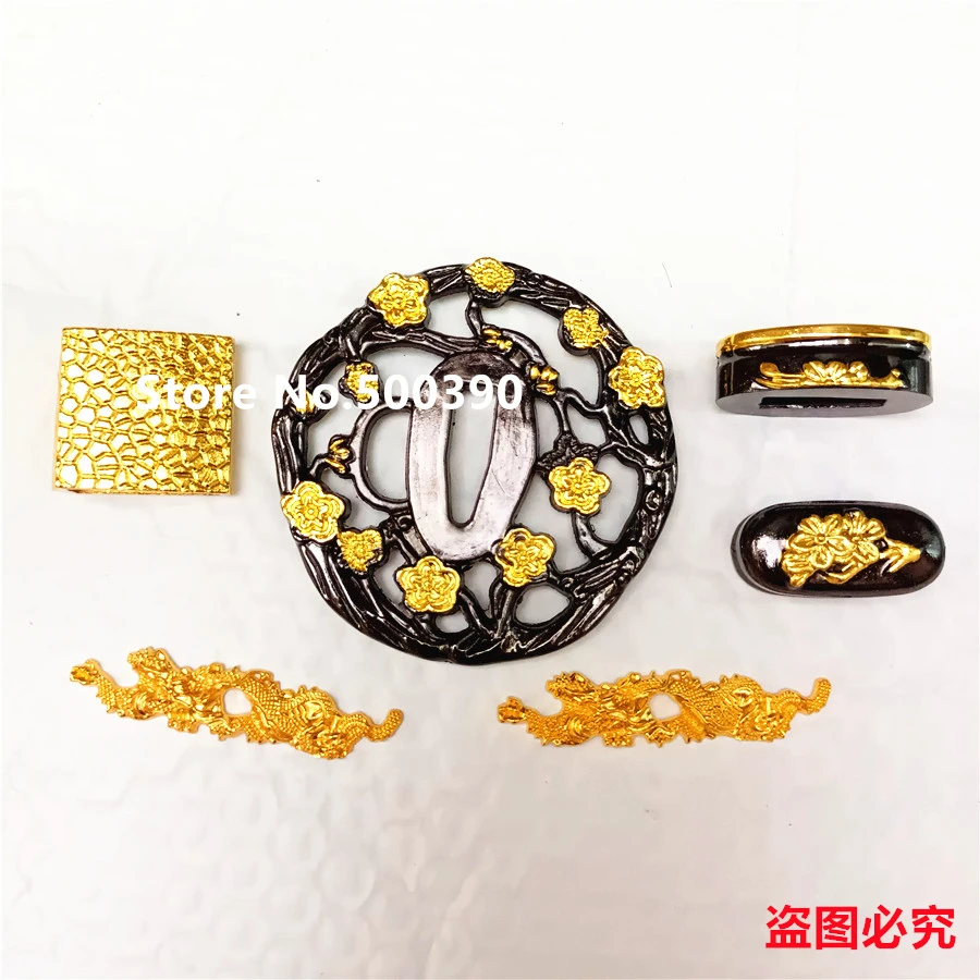 Very Beautiful Flower Alloy Guard TSUBA MENUKI FUCHI KASHIRA For Japanese Sword Samurai Katana Japan Wakizashi Sword Nice